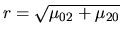 $r = \sqrt{\mu_{02} +
\mu_{20}}$